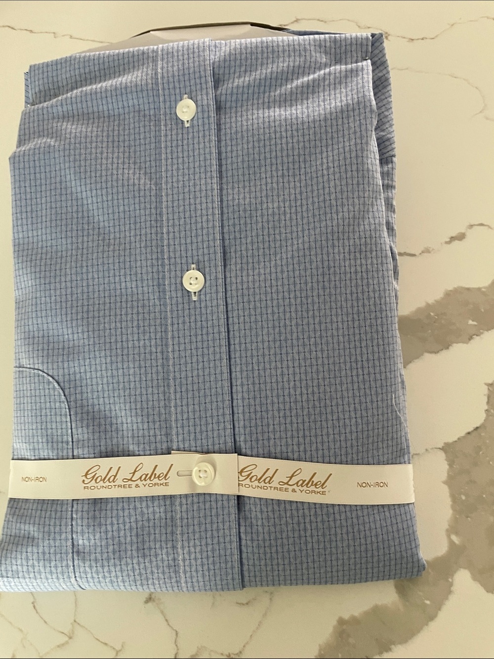 Roundtree & Yorke Light Blue Micro-Check Dress Shirt - Picture 5 of 7